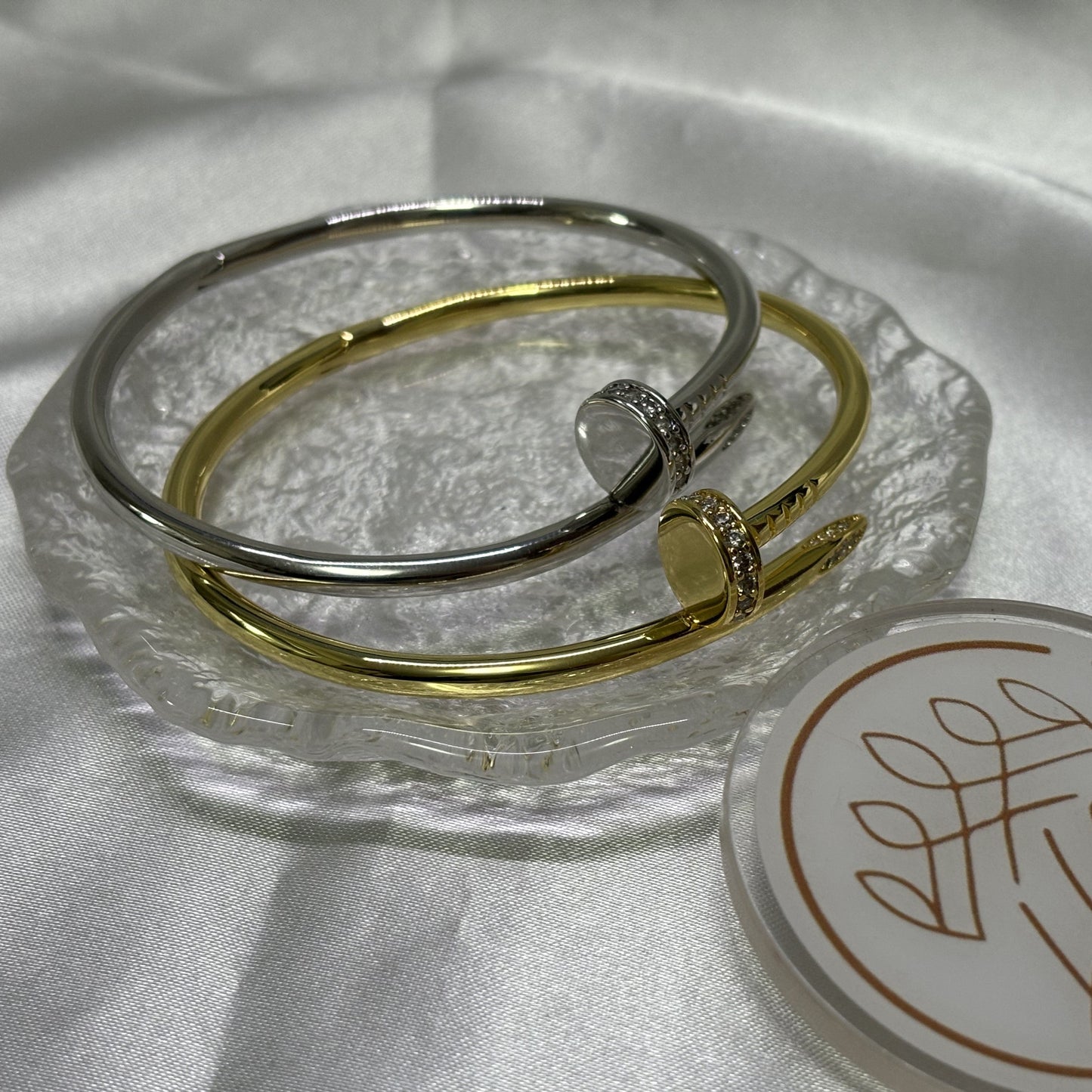 CRTR Silver Diamond Nail Bracelet