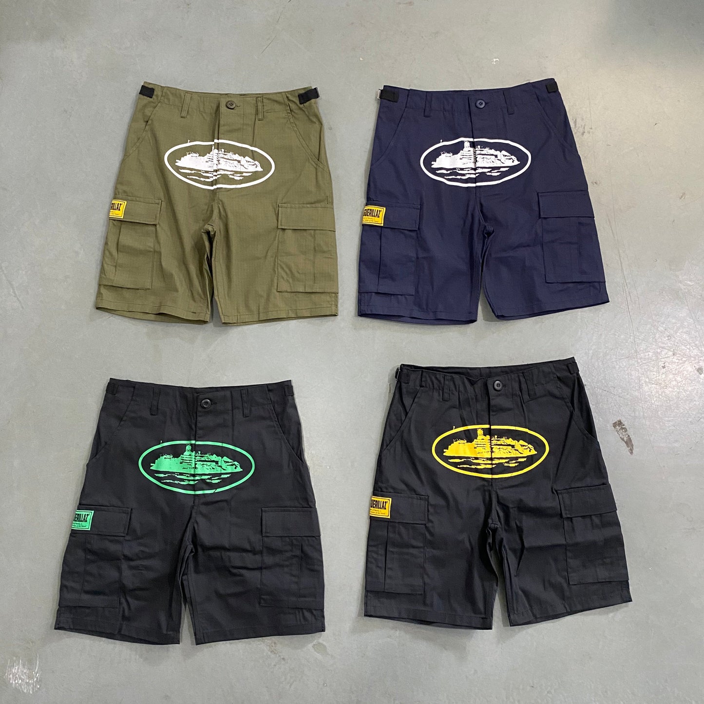 Mens Cargo Army Green Shorts "Crt*z"
