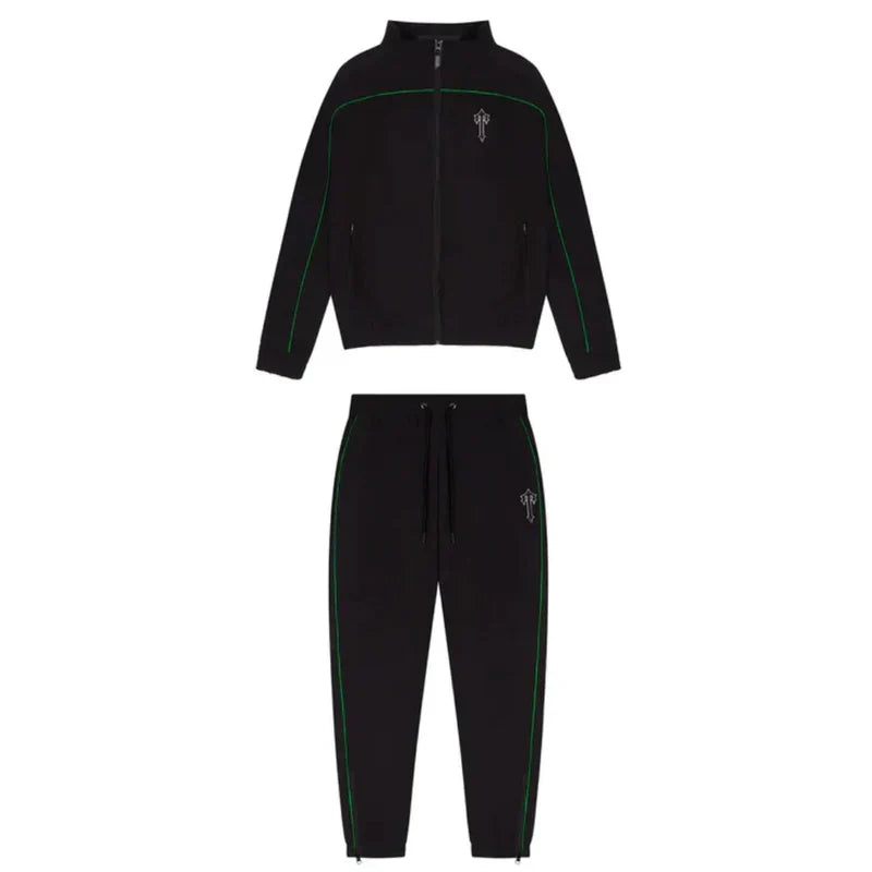 Mens Black/Green Arch Panel Shellsuit "TStar"