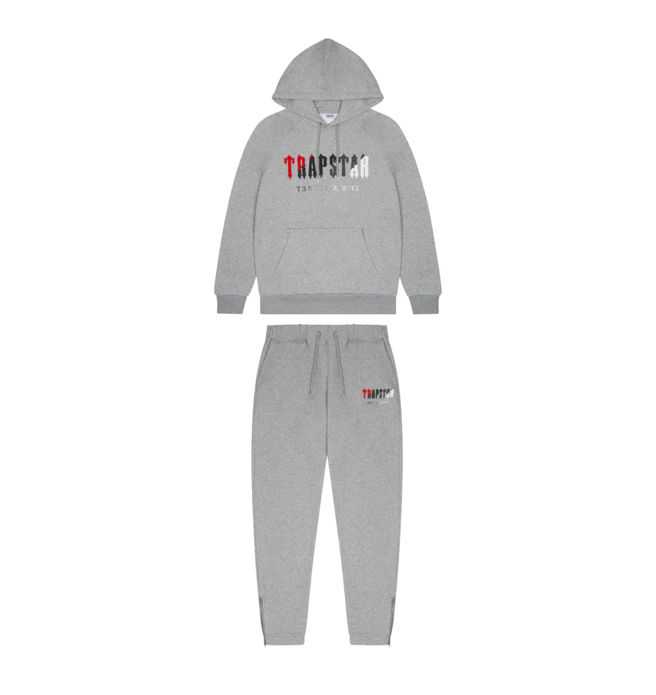 Mens Grey/Red Chenille Decoded Hooded Tracksuit "TStar"