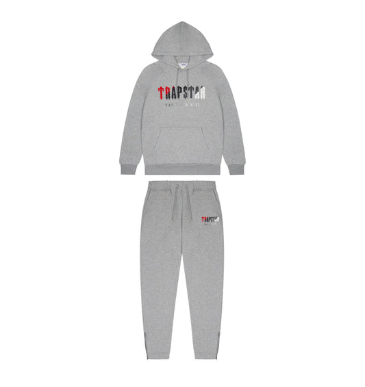 Mens Grey/Red Chenille Decoded Hooded Tracksuit "TStar"
